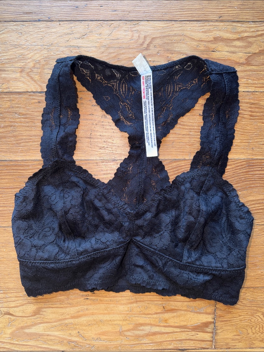 Free People Intimately Lace Racerback Bralette - Black XS